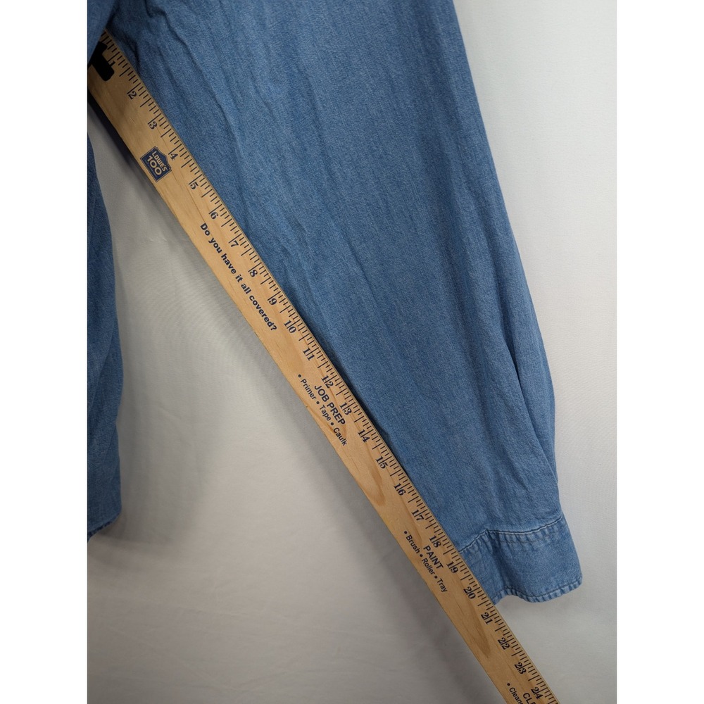 Wrangler Mens‎ 3XL Blue Denim Long Sleeve Button Down Shirt Cotton Stretch - Picture 8 of 8